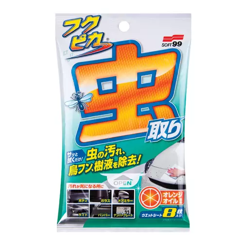 SOFT99 FUKUPIKA BUGS & DROPPINGS REMOVAL WIPES obrúsky na odstránenie organických zvyškov 8 ks
