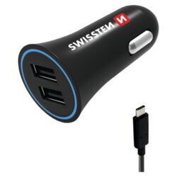 Nabíječka CL SWISSTEN 2,4AMP 2x USB + kabel USB-C 1,2m