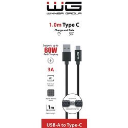 Winner Group Dátový kábel USB-A type-C, 3 A, čierny, 100 cm