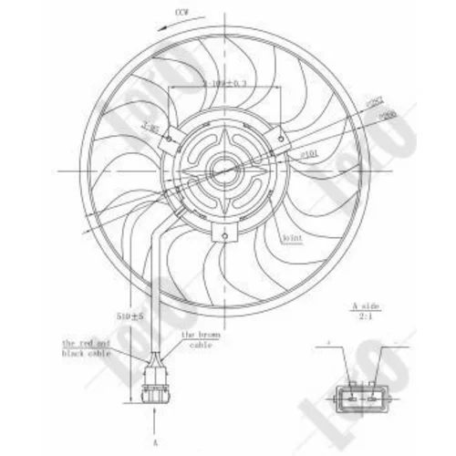 Ventilátor chladenia motora ABAKUS 053-014-0023 - obr. 2