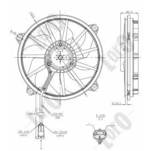 Ventilátor chladenia motora ABAKUS 009-014-0004 - obr. 2