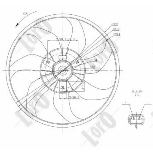 Ventilátor chladenia motora ABAKUS 037-014-0024 - obr. 3