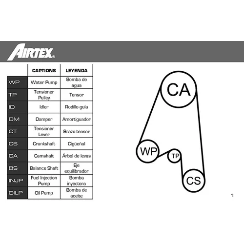 Vodné čerpadlo + sada ozubeného remeňa WPK-153001 /AIRTEX/ - obr. 1