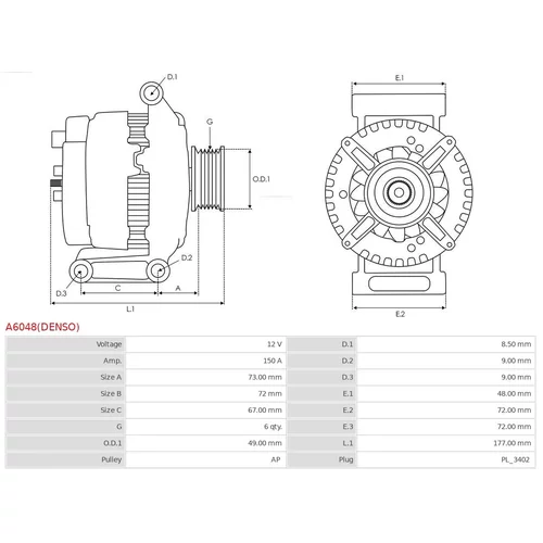 Alternátor AS-PL A6048(DENSO) - obr. 4