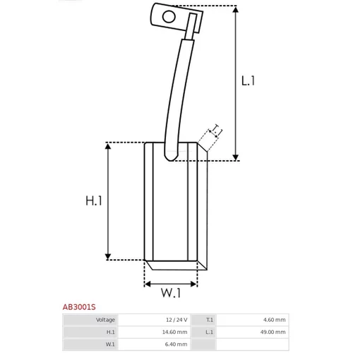 Uhlíkový zberač alternátora AS-PL AB3001S - obr. 1