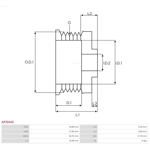 Remenica alternátora AP3044S /AS-PL/ - obr. 2