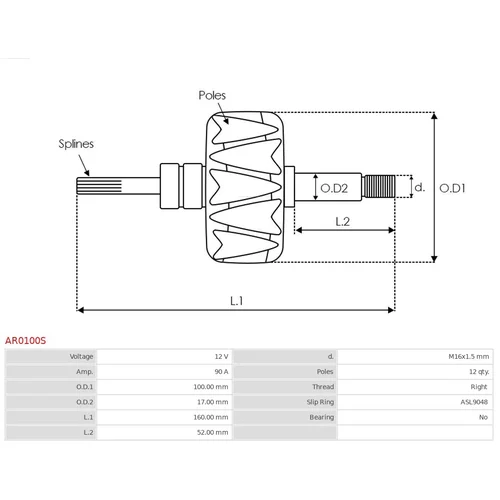 Rotor alternátora AS-PL AR0100S - obr. 1