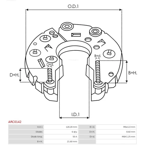 Usmerňovač alternátora AS-PL ARC0142 - obr. 2