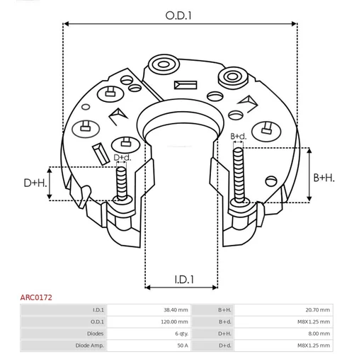 Usmerňovač alternátora AS-PL ARC0172 - obr. 2