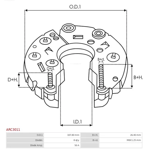 Usmerňovač alternátora AS-PL ARC3011 - obr. 2