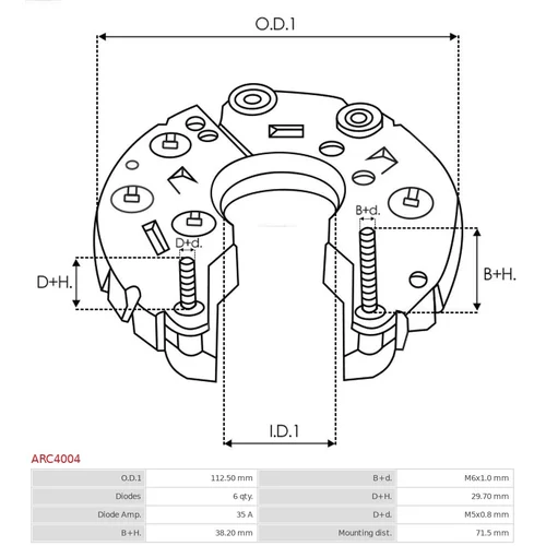 Usmerňovač alternátora AS-PL ARC4004 - obr. 2