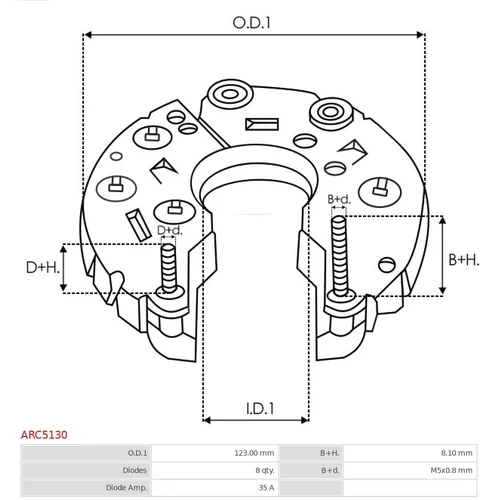 Usmerňovač alternátora AS-PL ARC5130 - obr. 2