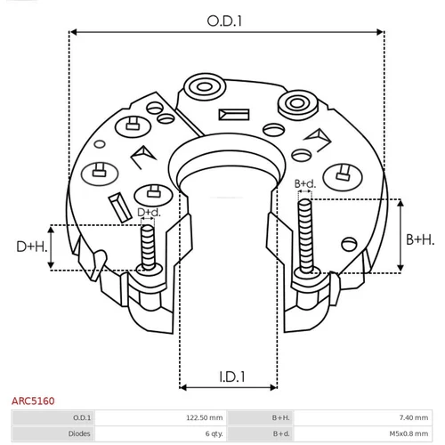 Usmerňovač alternátora AS-PL ARC5160 - obr. 2