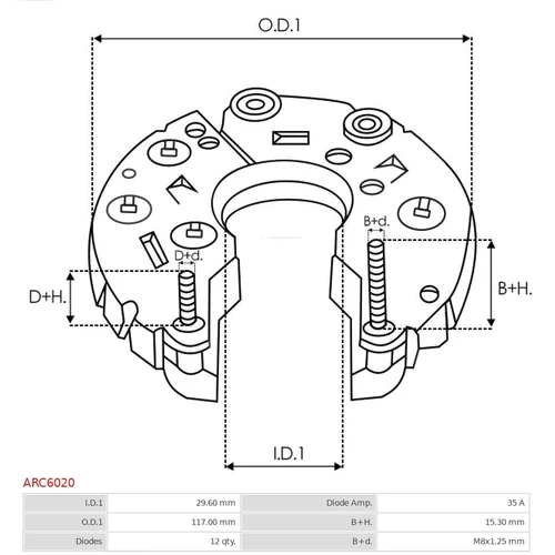 Usmerňovač alternátora AS-PL ARC6020 - obr. 2