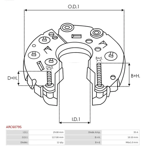 Usmerňovač alternátora AS-PL ARC6079S - obr. 2