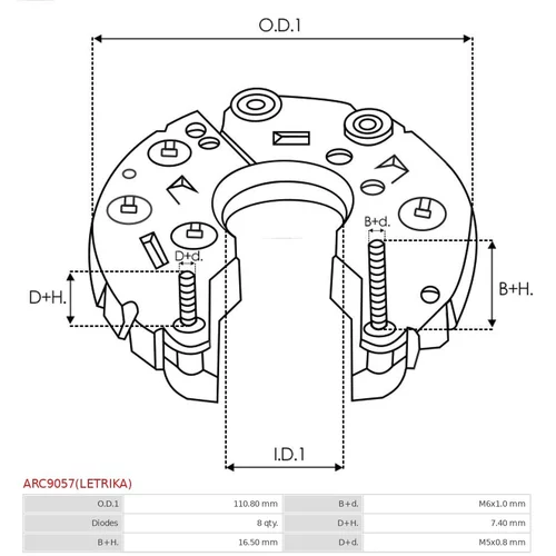 Usmerňovač alternátora AS-PL ARC9057(LETRIKA) - obr. 2