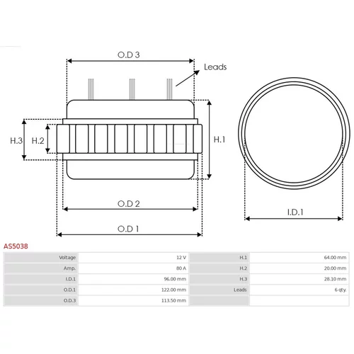 Stator, generátor AS-PL AS5038 - obr. 1