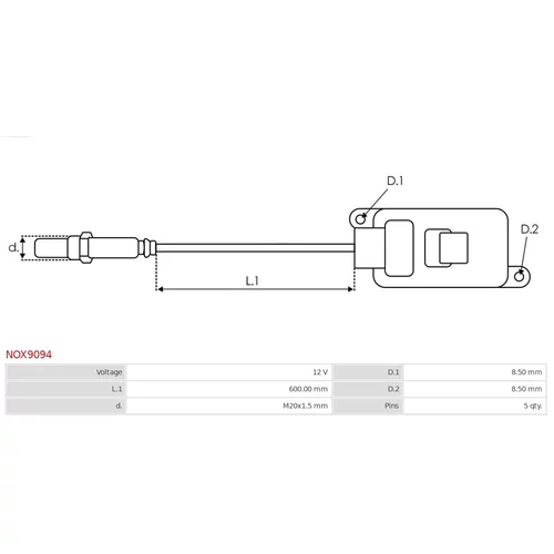 NOx-Sensor, vstrekovanie močoviny AS-PL NOX9094 - obr. 2