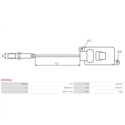 NOx-Sensor, vstrekovanie močoviny AS-PL NOX9262 - obr. 2