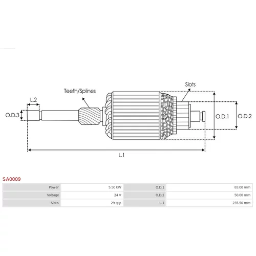 Rotor štartéra SA0009 /AS-PL/ - obr. 1