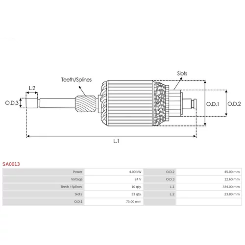 Rotor štartéra AS-PL SA0013 - obr. 1