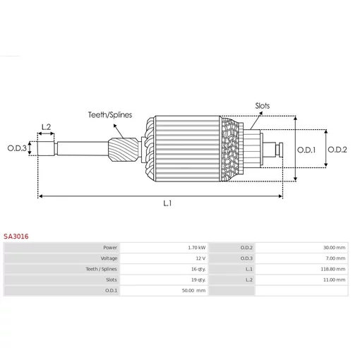 Rotor štartéra AS-PL SA3016 - obr. 1