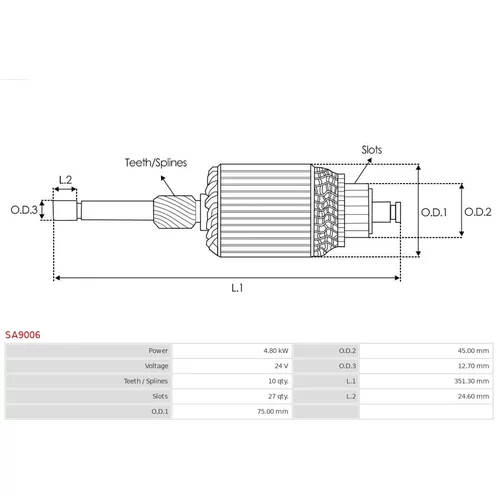 Rotor štartéra AS-PL SA9006 - obr. 1