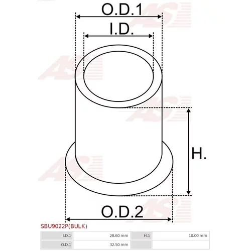 Puzdro, Hriadeľ štartéra AS-PL SBU9022P(BULK) - obr. 1