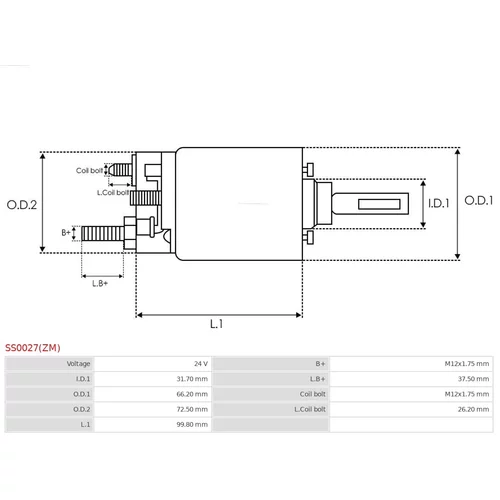 Elektromagnetický spínač pre štartér AS-PL SS0027(ZM) - obr. 3