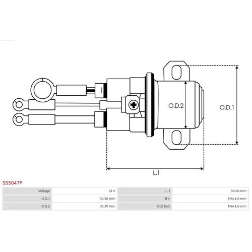 Elektromagnetický spínač pre štartér AS-PL SS5047P - obr. 3