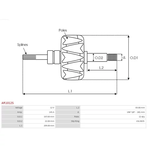 Rotor alternátora AS-PL AR1012S - obr. 1