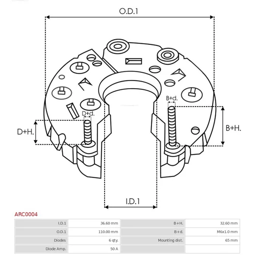 Usmerňovač alternátora AS-PL ARC0004 - obr. 2