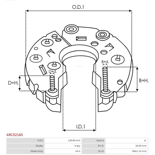 Usmerňovač alternátora AS-PL ARC0216S - obr. 2