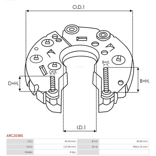 Usmerňovač alternátora AS-PL ARC2038S - obr. 2