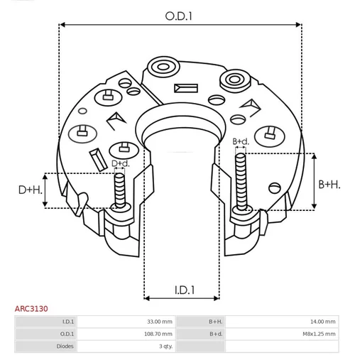 Usmerňovač alternátora AS-PL ARC3130 - obr. 2