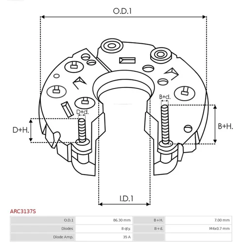 Usmerňovač alternátora AS-PL ARC3137S - obr. 2