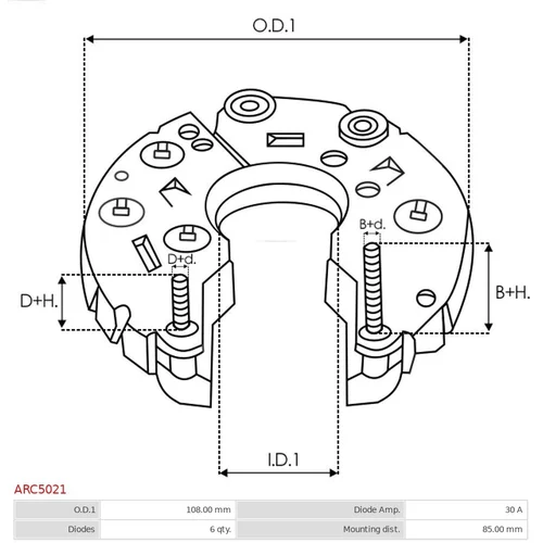 Usmerňovač alternátora AS-PL ARC5021 - obr. 2