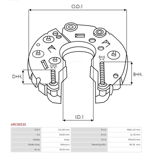 Usmerňovač alternátora ARC9053S /AS-PL/ - obr. 2