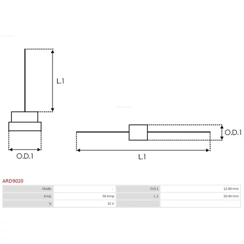 Usmerňovač alternátora AS-PL ARD9020 - obr. 1