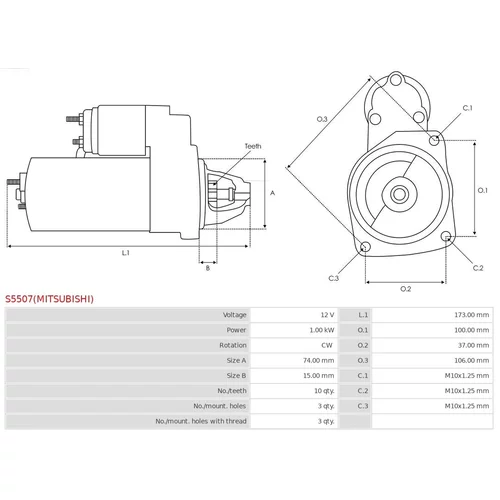 Štartér S5507(MITSUBISHI) /AS-PL/ - obr. 4