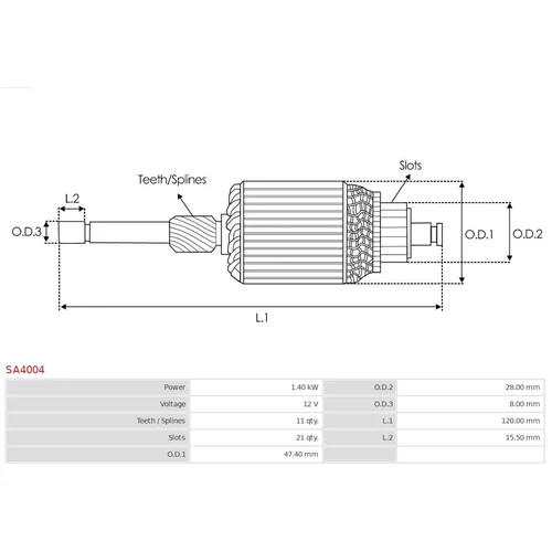 Rotor štartéra AS-PL SA4004 - obr. 1