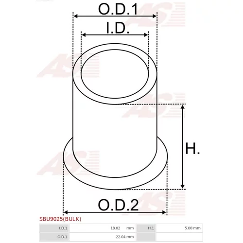 Puzdro, Hriadeľ štartéra AS-PL SBU9025(BULK) - obr. 1