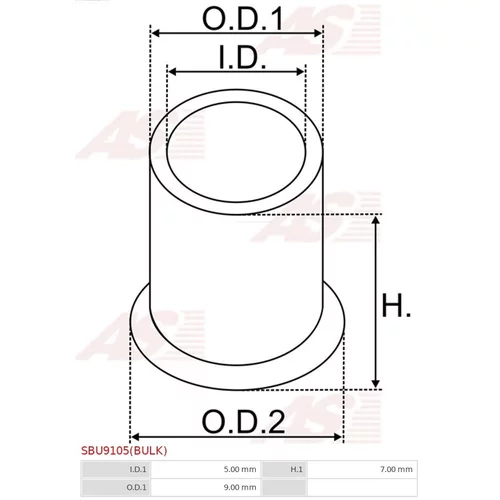 Puzdro, Hriadeľ štartéra AS-PL SBU9105(BULK) - obr. 1