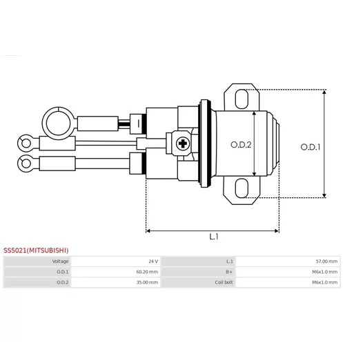 Elektromagnetický spínač pre štartér AS-PL SS5021(MITSUBISHI) - obr. 3