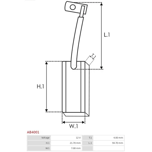 Uhlíkový zberač alternátora AS-PL AB4001 - obr. 1