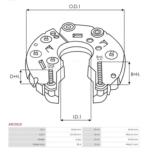 Usmerňovač alternátora AS-PL ARC0010 - obr. 2