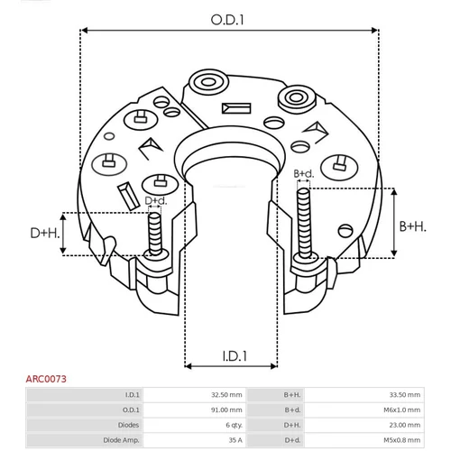 Usmerňovač alternátora AS-PL ARC0073 - obr. 2