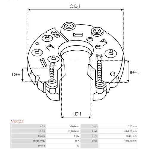 Usmerňovač alternátora AS-PL ARC0117 - obr. 2