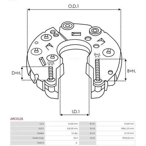 Usmerňovač alternátora AS-PL ARC0126 - obr. 2