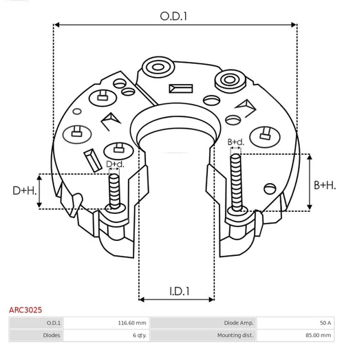 Usmerňovač alternátora AS-PL ARC3025 - obr. 2